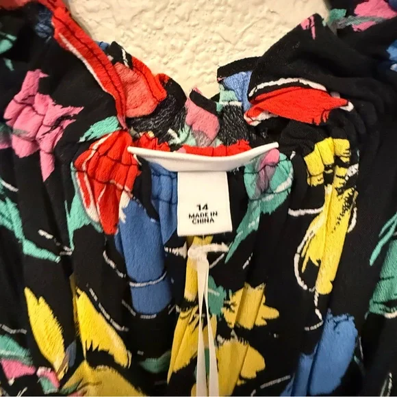 NWT RIXO  Floral Off the Shoulder Puff Maxi Dress Black 14 - Picture 15 of 16